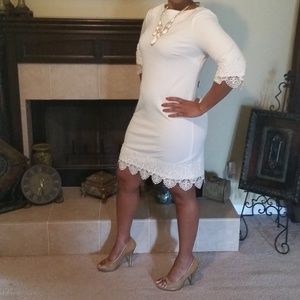 Cream knee length dress